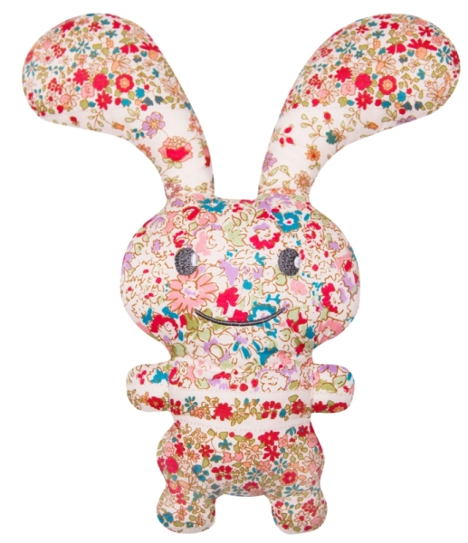 Trousselier Peluche Hochet Funny Bunny Liberty Fleurs Rouges 24 cm